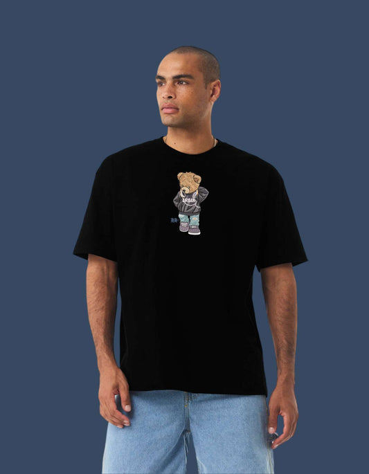 Embroidered "Urban Bear" Heavyweight Streetwear Graphic Tee