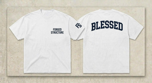 Forged Stature "BLESSED" Heavyweight Graphic Tee – White