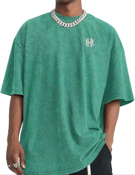 "Blessed" Vintage Mineral Wash Oversized Tee | Embroidered & Velvet Touch