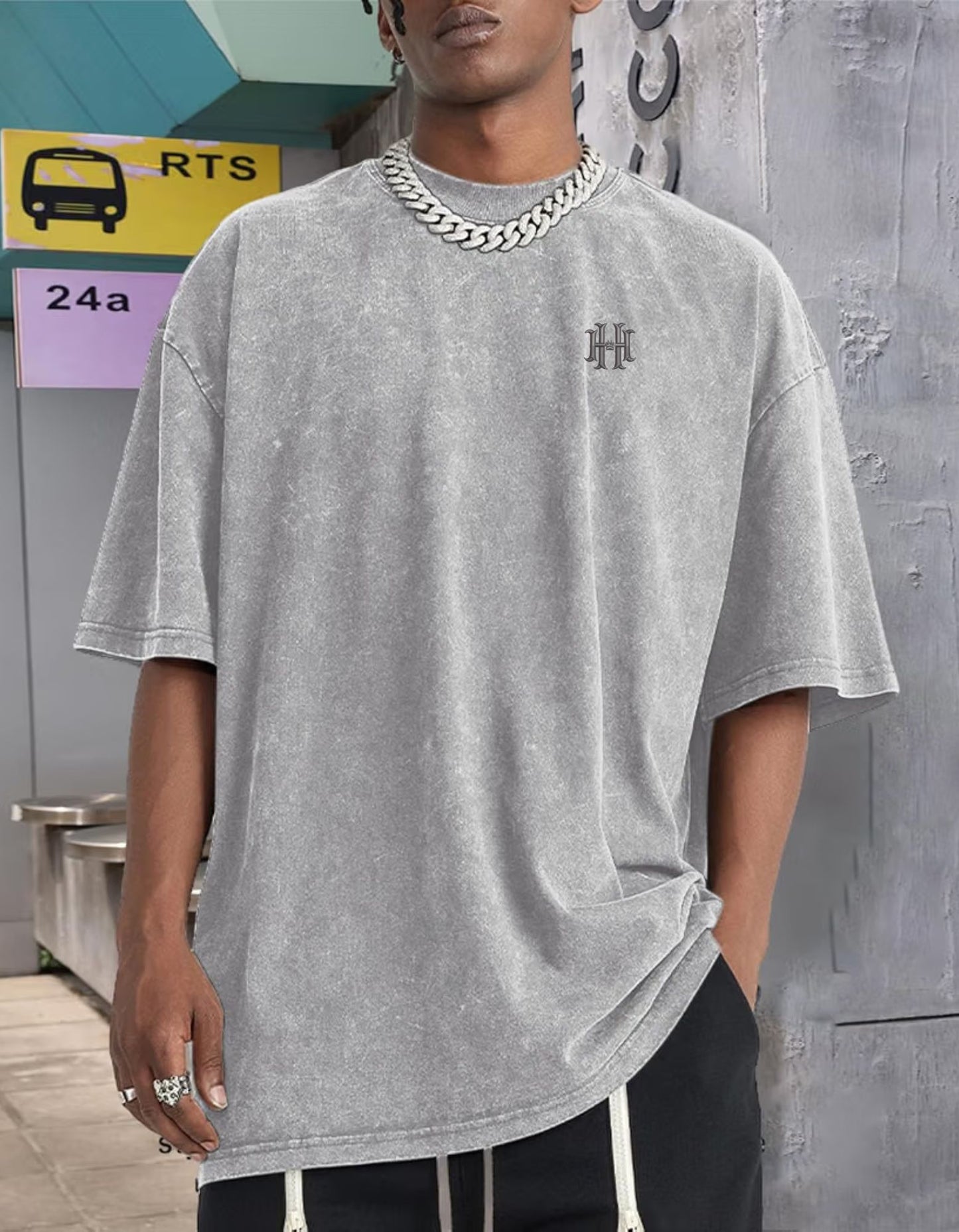 "Blessed" Vintage Mineral Wash Oversized Tee | Embroidered & Velvet Touch