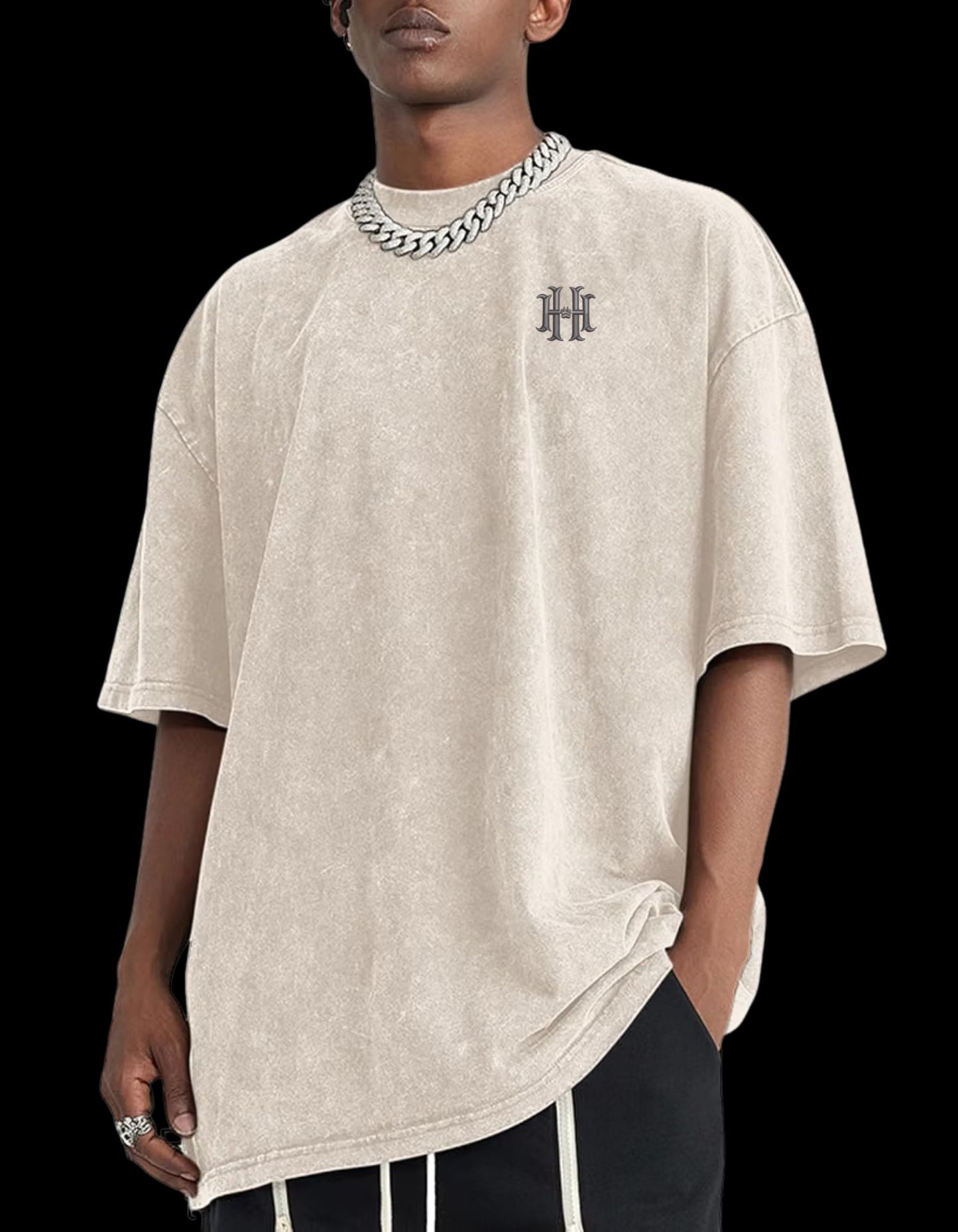 "Blessed" Vintage Mineral Wash Oversized Tee | Embroidered & Velvet Touch