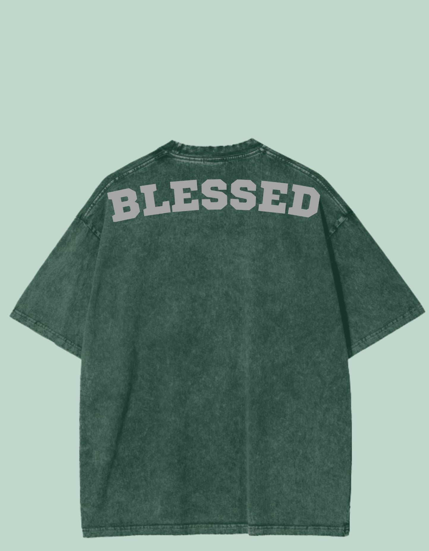 "Blessed" Vintage Mineral Wash Oversized Tee | Embroidered & Velvet Touch