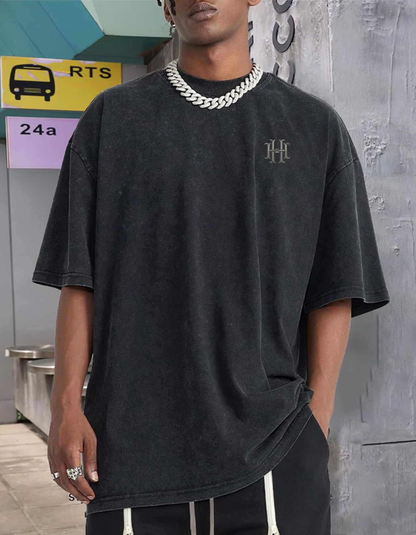 "Blessed" Vintage Mineral Wash Oversized Tee | Embroidered & Velvet Touch